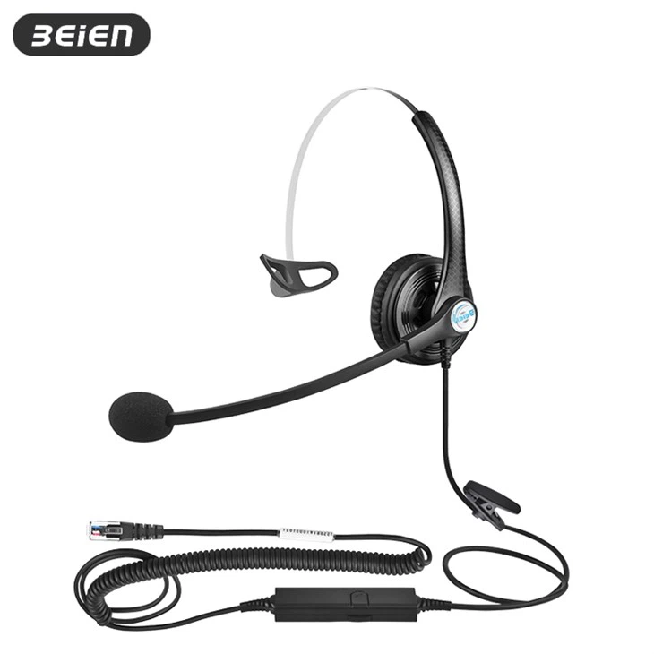 RJ9 Wired Headset For IP Telephones With Mic